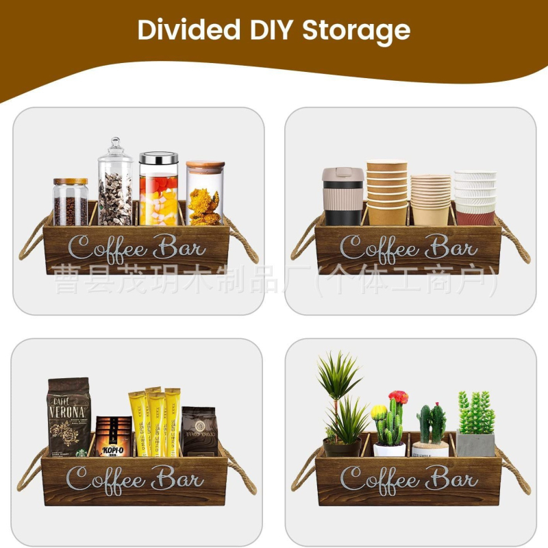 Cutie de depozitare din lemn, compartiment fără capac pentru cameră de ceai, cutie retro din cânepă, valiză din lemn, pliculeț de cafea, pliculeț de ceai, cutie de clasificare din lemn masiv