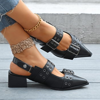 Γυναικεία Σανδάλια Baotou Mary Jane με Ψηλοτάκουνα Παπούτσια - Μικρά Δερμάτινα Παπούτσια 2025 - Νέα Καλοκαιρινά Ψηλοτάκουνα Παπούτσια με Φούστες