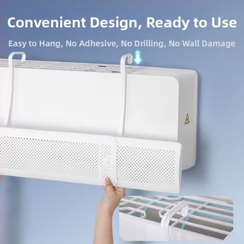 Дефлектор за вятър за климатик, предотвратяващ директно духане, щит за изхода за въздух, капак за насочване на вятъра след раждане, универсален за стенен монтаж, не е необходим монтаж