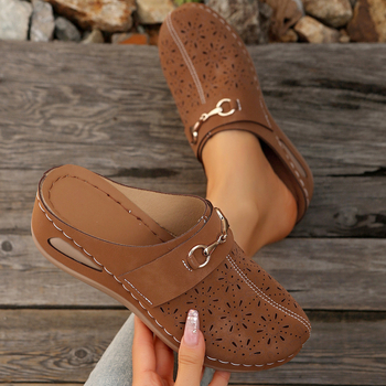 Σανδάλια Εξωτερικού Εμπορίου 2025 Μεγάλο Μέγεθος Νέα Ευέλικτα Κούφια με Χοντρό Σόλα στα Δάχτυλα, Ευρωπαϊκά και Αμερικανικά Σανδάλια με Αλυσίδα για Γυναίκες Χονδρικής