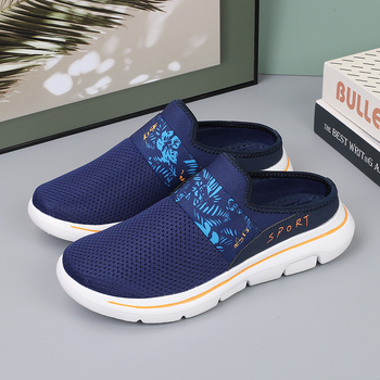 Pantofi sport casual Amazon 2024, versiunea coreeană a pantofilor sport plus size, cu jumătate de suport, pentru femei, pantofi cu un singur strat, sandale cu un singur pas, cu talpă groasă, din plasă, cu jumătate de tracțiune