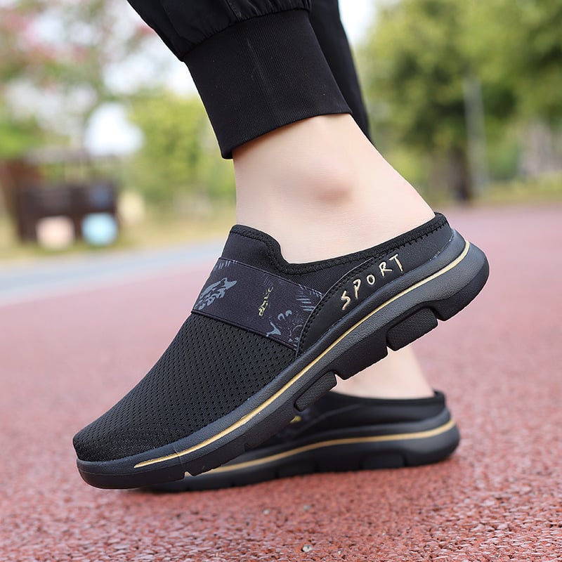 Pantofi sport casual Amazon 2024, versiunea coreeană a pantofilor sport plus size, cu jumătate de suport, pentru femei, pantofi cu un singur strat, sandale cu un singur pas, cu talpă groasă, din plasă, cu jumătate de tracțiune