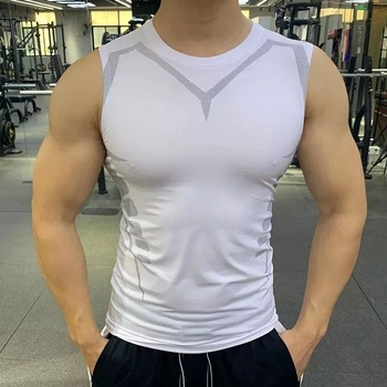 Meeste spordivest, meeste fitness-kiirelt kuivav hingav õhuke ja liibuv varrukateta treeningvest fitness-treeninguks