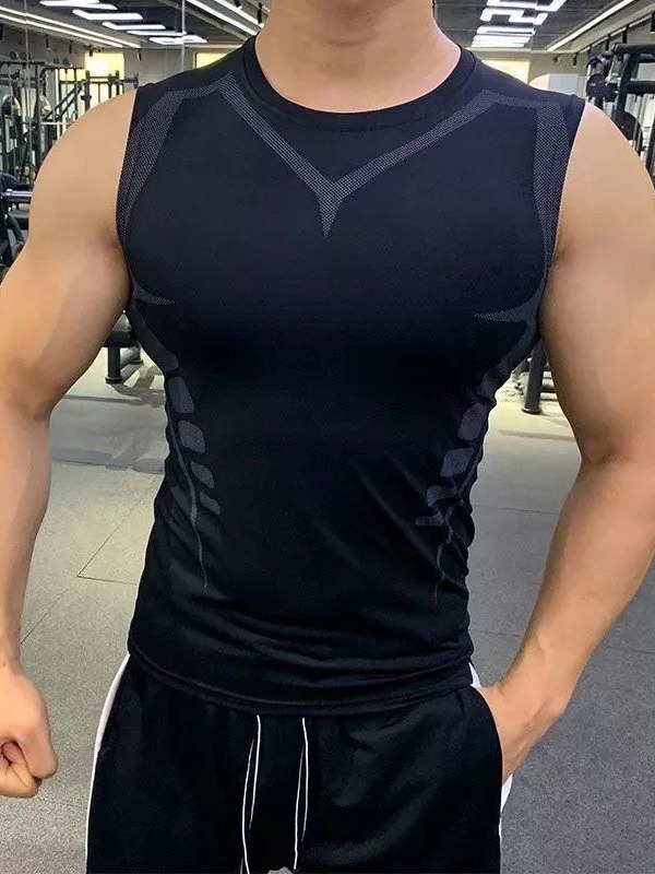 Meeste spordivest, meeste fitness-kiirelt kuivav hingav õhuke ja liibuv varrukateta treeningvest fitness-treeninguks