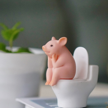 Aranyos WC-malac Kis díszek Aranyos állatos szórakoztató ajándék Születésnapi ajándék Asztali autó dekoráció