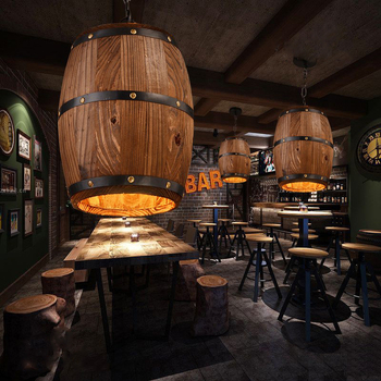 Ameerika baarilühter, retro baaritünnlamp, vana loominguline isiksus, restorani tööstuslik tuulelamp, täispuidust tünnlamp