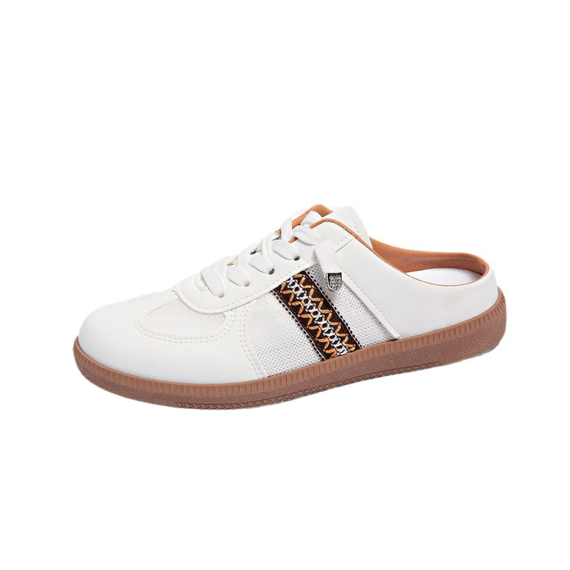 Užsienio prekyba, tarpvalstybiniai dideli vokiški treniruočių bateliai, pusšlepetės moterims, 2025 m. vasaros naujo stiliaus užmaunamos šlepetės viršutiniams drabužiams, odinės šlepetės su kuodukais