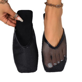 Külkereskedelmi Baotou papucsok Női nyári lapos divatos külső viselet Egyszerű lusta szandálok Üreges lélegző hálós női cipők Trendi