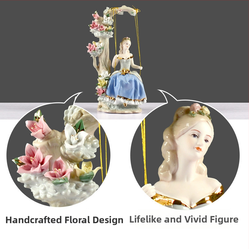 Керамични занаяти в европейски стил Декорация за дома Декорации за двор люлка Западни женски хол ТВ шкаф Орнаменти