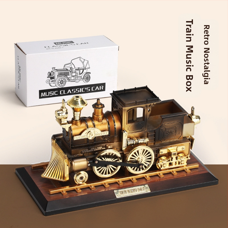 Ретро носталгична музикална кутия с локомотив, креативни декоративни орнаменти, домашна фотография, реквизит, модел, празнични подаръци