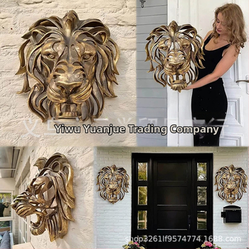 Nepriklausoma stotis Liūto galvos sienos menas Liūto galvos sienos menas skulptūra sienos menas Sienų dekoro pakabukas Sienų dekoras