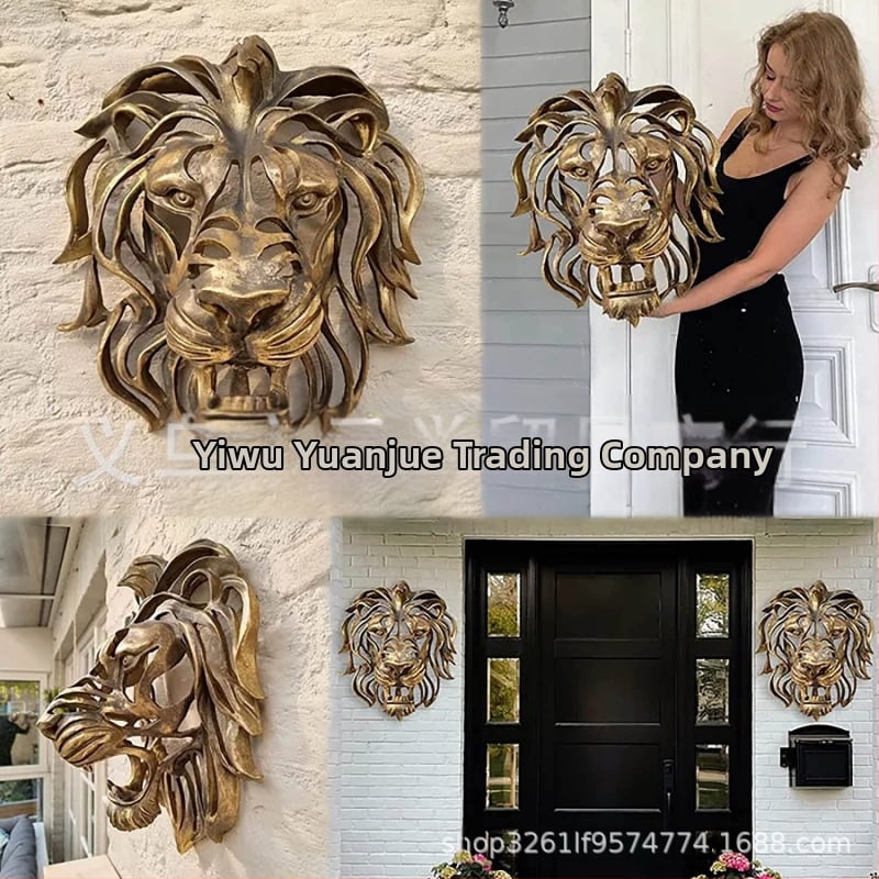 Nepriklausoma stotis Liūto galvos sienos menas Liūto galvos sienos menas skulptūra sienos menas Sienų dekoro pakabukas Sienų dekoras