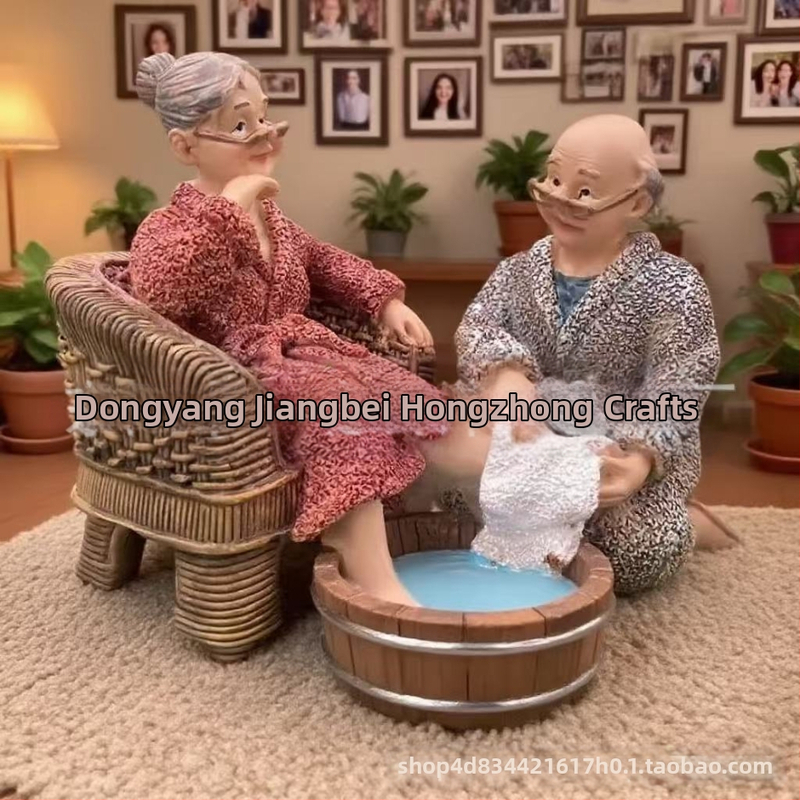 Határokon átnyúló új termék nagypapa és nagymama gyantaszobrok dekoráció, díszek otthoni udvarra Valentin-napi ünnepi szobor