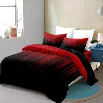 Juodai raudonas gradientas 3D HD skaitmeninės spaudos antklodės užvalkalas, tinkantis minkštai ir patogiai patalynei, išskirtinė tarpvalstybinė patalynė