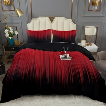 Juodai raudonas gradientas 3D HD skaitmeninės spaudos antklodės užvalkalas, tinkantis minkštai ir patogiai patalynei, išskirtinė tarpvalstybinė patalynė