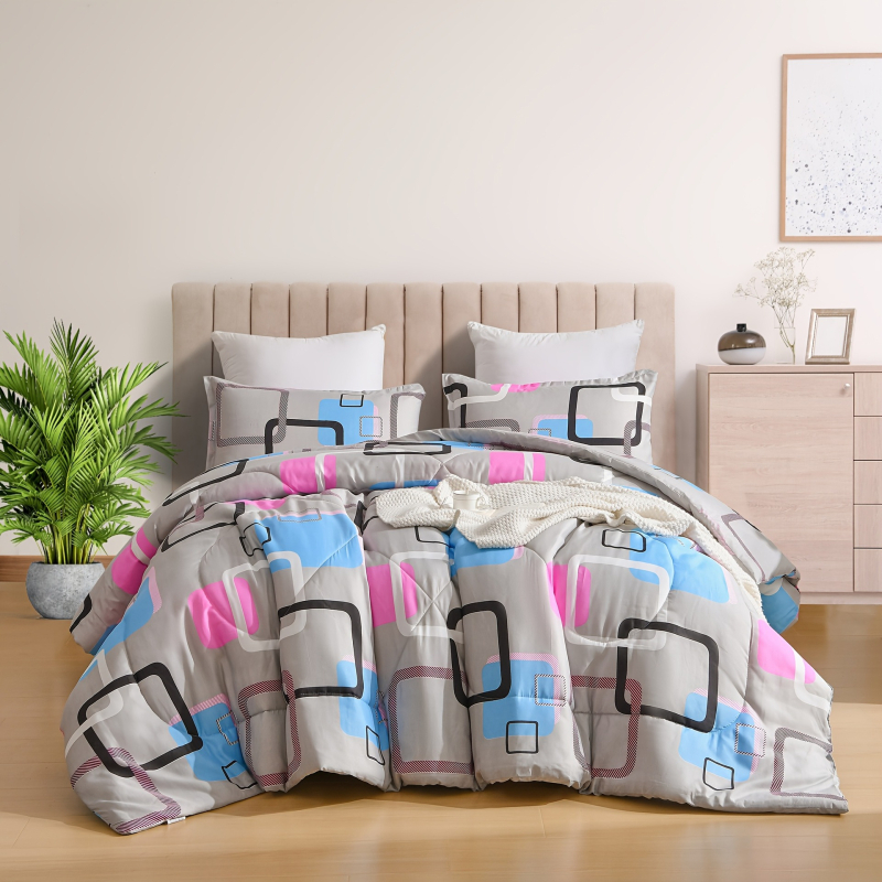 2025. aasta uus piiriülene otsetarne 2/3-osaline komplekt roosa, hall, sinine, ruudukujuline geomeetriline tekikott piiriüleselt