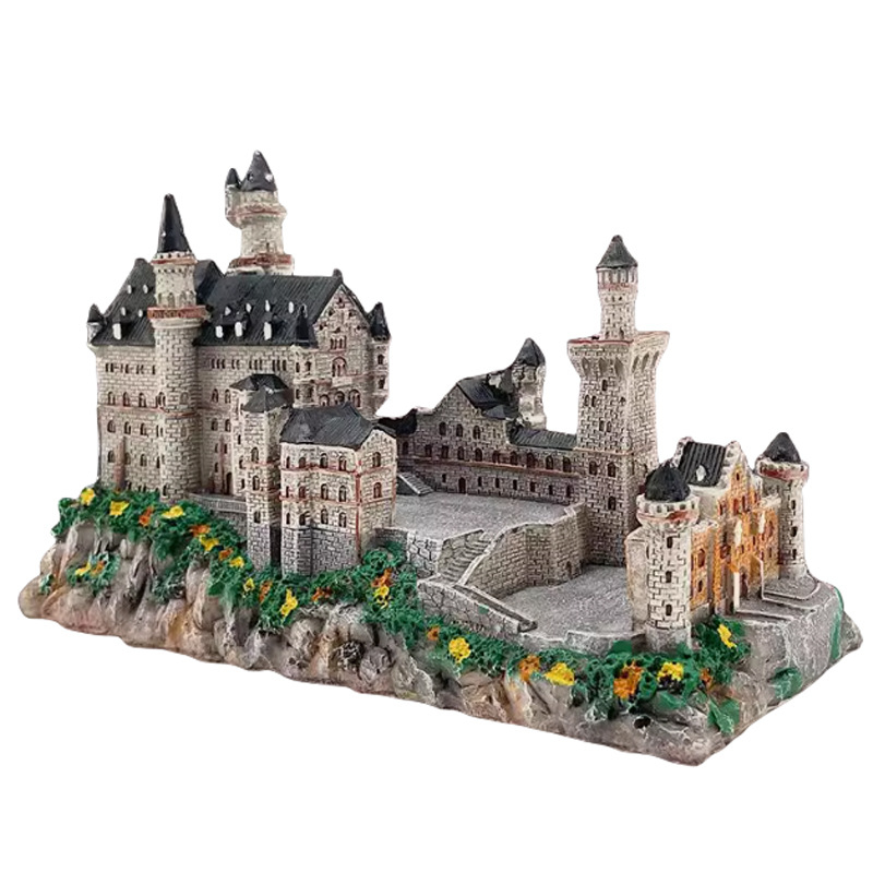 Határokon átnyúló, népszerű, híres, kézzel készített, gyantából készült, nevezetes kézműves, európai retró sztereó kastély nappali dekoráció