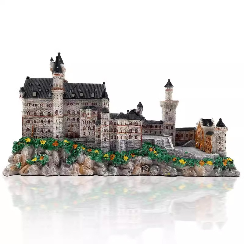 Határokon átnyúló, népszerű, híres, kézzel készített, gyantából készült, nevezetes kézműves, európai retró sztereó kastély nappali dekoráció