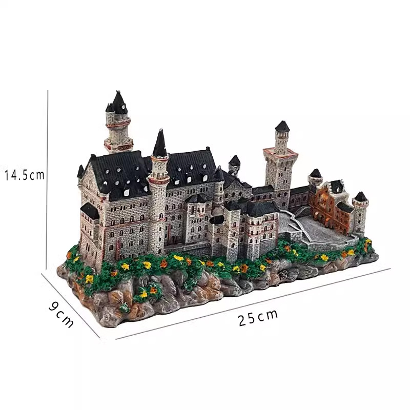 Határokon átnyúló, népszerű, híres, kézzel készített, gyantából készült, nevezetes kézműves, európai retró sztereó kastély nappali dekoráció