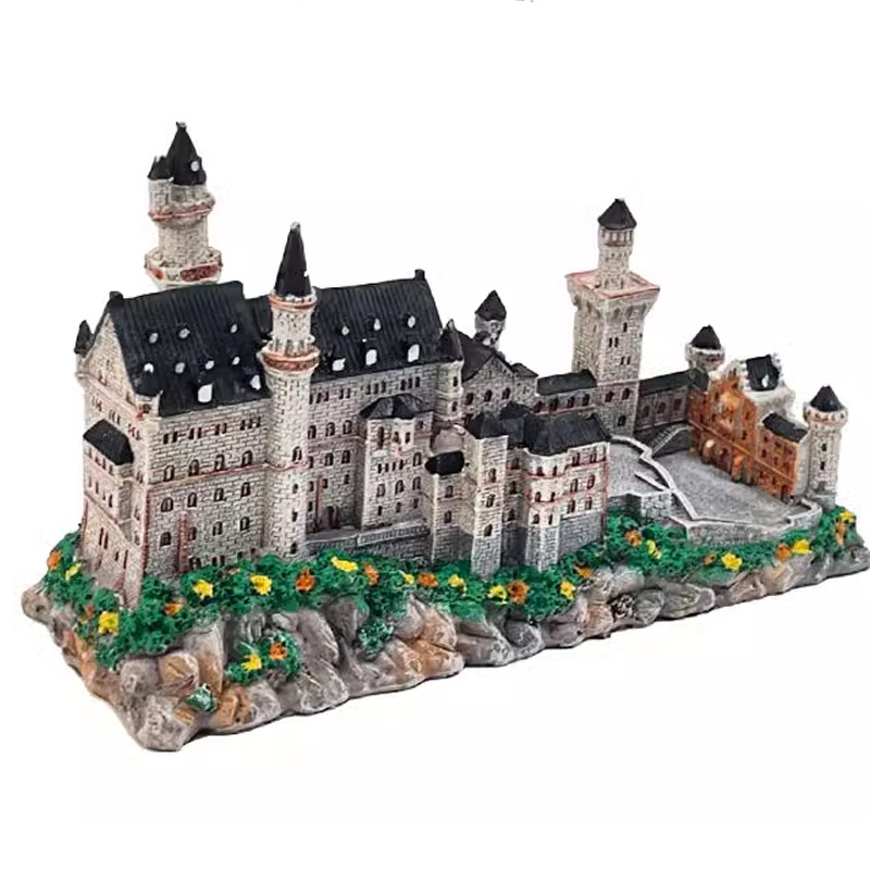 Határokon átnyúló, népszerű, híres, kézzel készített, gyantából készült, nevezetes kézműves, európai retró sztereó kastély nappali dekoráció