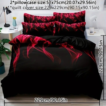 Fantazijos liepsnos rašto 3D HD skaitmeninės spaudos antklodės užvalkalas, tinkantis patogiai patalynei, išskirtinei tarpvalstybinei patalynei