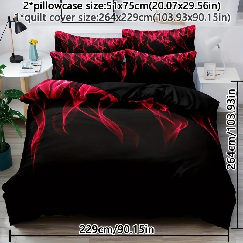 Fantazijos liepsnos rašto 3D HD skaitmeninės spaudos antklodės užvalkalas, tinkantis patogiai patalynei, išskirtinei tarpvalstybinei patalynei