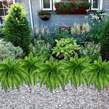 Διακοσμητική σύνθεση λουλουδιών με 21 φύλλα φτέρης της Βοστώνης, νέο τεχνητό φυτό Boston Fern Greenery