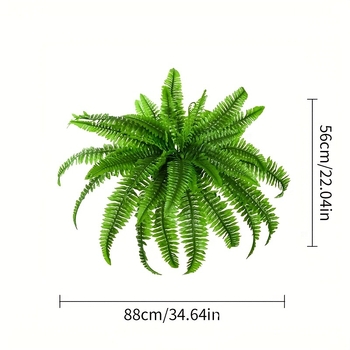 Διακοσμητική σύνθεση λουλουδιών με 21 φύλλα φτέρης της Βοστώνης, νέο τεχνητό φυτό Boston Fern Greenery