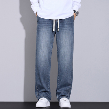 Férfi új, amerikai stílusú, egyenes szárú, divatos, márkás, főutcai, laza, mindenhez illő, laza derékú, széles szárú, középderekú fiú nadrág