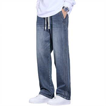 Férfi új, amerikai stílusú, egyenes szárú, divatos, márkás, főutcai, laza, mindenhez illő, laza derékú, széles szárú, középderekú fiú nadrág