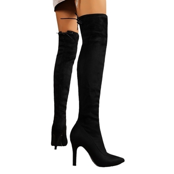 2023-as európai és amerikai divatos hegyes szárú, rugalmas, térdig érő csizma, női tűsarkú, magas sarkú, bebújós női csizma, határokon átnyúló külkereskedelmi vékony csizma
