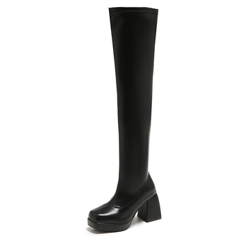 Stretch csizmák, térdig érő csizmák, női őszi és téli új, vízálló platformos, vastag talpú, vékony csizmák, magas sarkú bőr csizmák, magas sarkú csizmák