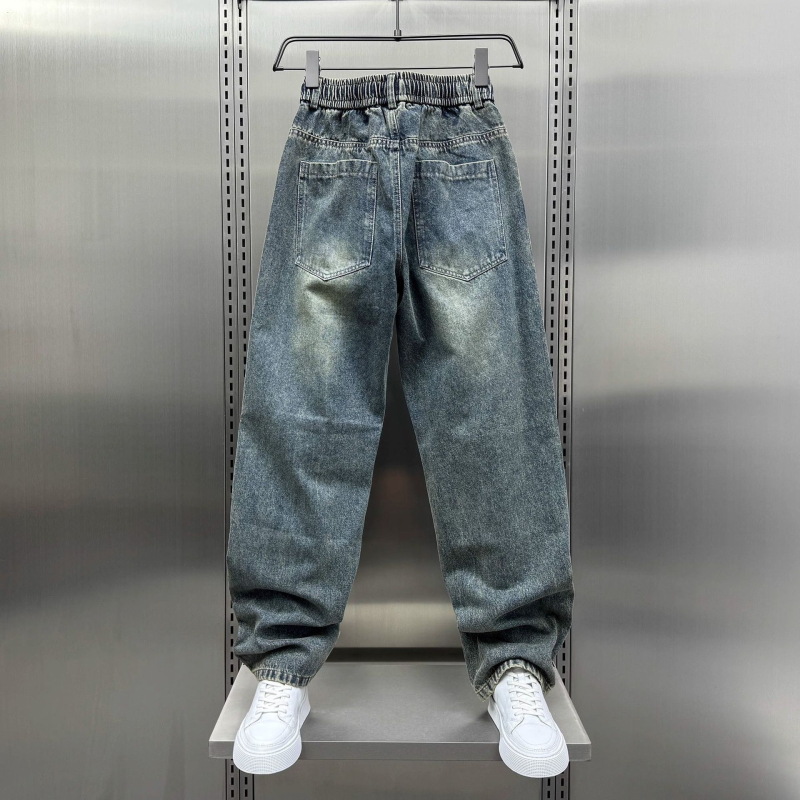 Trendi amerikai stílusú, szaggatott farmernadrág férfiaknak, nyári divat, menő retró, patchwork, laza, egyenes szabású nadrág