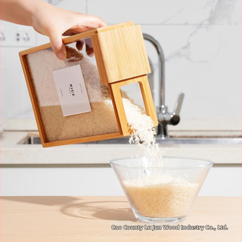 Ξύλινο κουτί αποθήκευσης σιτηρών για διασυνοριακή κουζίνα, σφραγισμένο κουτί αποθήκευσης ρυζιού, ξύλινο κουτί διανομής φασολιών και σιτηρών