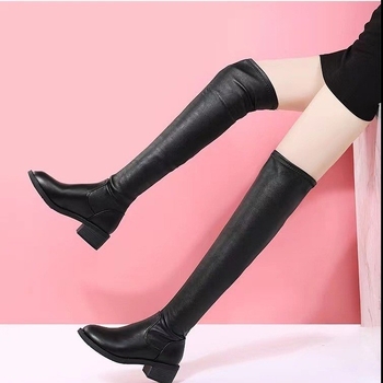 2022-es plus size magas sarkú csizma, női térdig érő, rugalmas csizma, női téli polár bélésű hosszú szárú csizma, kerek orrú, vastag sarok, divatos Martin csizma