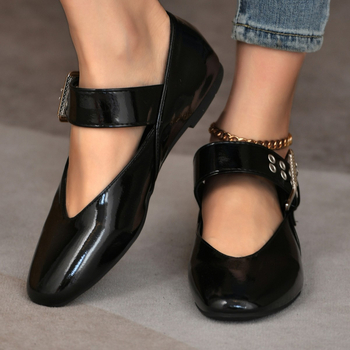 2025 Νέες φλατ αγκράφα με λεοπάρ σχέδιο και στρογγυλή κεφαλή στις αρχές της άνοιξης, σε στυλ μπαλέτου, σε στυλ ρετρό, Mary Jane, μοντέρνα, ρηχά, μεγάλα παπούτσια για μεγάλα μεγέθη