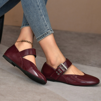 2025 Νέες φλατ αγκράφα με λεοπάρ σχέδιο και στρογγυλή κεφαλή στις αρχές της άνοιξης, σε στυλ μπαλέτου, σε στυλ ρετρό, Mary Jane, μοντέρνα, ρηχά, μεγάλα παπούτσια για μεγάλα μεγέθη