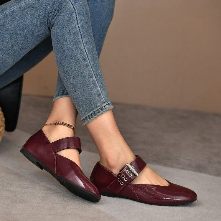 2025-ös kora tavaszi új leopárdmintás kerek fejű csattal ellátott retró balett stílusú lapos Mary Jane divatos, sekély szájú, plus size cipők