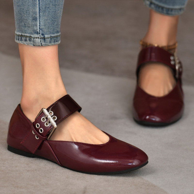 2025-ös kora tavaszi új leopárdmintás kerek fejű csattal ellátott retró balett stílusú lapos Mary Jane divatos, sekély szájú, plus size cipők