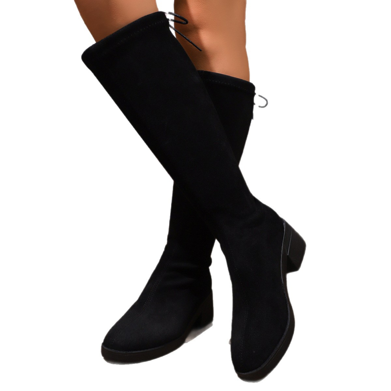 Női féllábszárú csizmák, térdig érő csizmák, 2025-ös téli új divatos, sokoldalú, alkalmi, karcsúsító, velúr hosszú csizmák