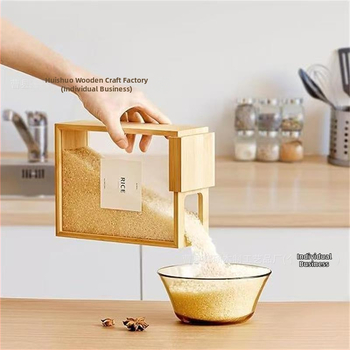 Bambusz csúszó gabonatároló doboz Háztartási gabonatároló doboz Fa tésztadoboz Ételadagoló