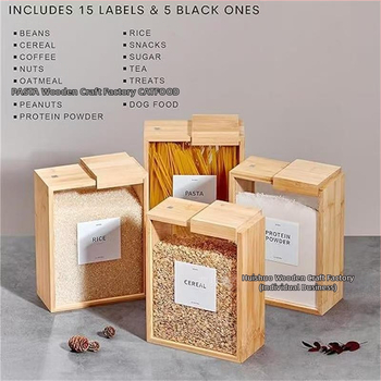 Bambusz csúszó gabonatároló doboz Háztartási gabonatároló doboz Fa tésztadoboz Ételadagoló