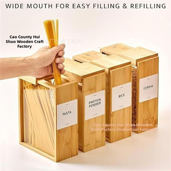 Bambusz csúszó gabonatároló doboz Háztartási gabonatároló doboz Fa tésztadoboz Ételadagoló