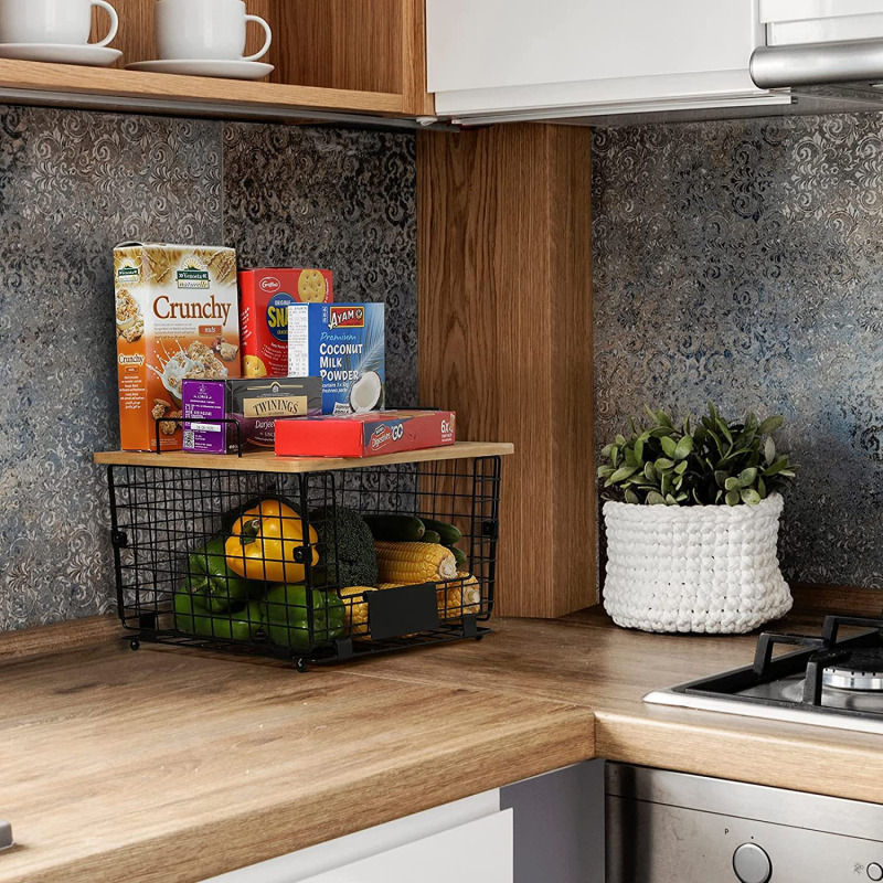 Határokon átnyúló, többcélú, összecsukható szekrény, tárolóállvány, kovácsoltvas bambuszkosár, nappali, konyha, élelmiszer, zöldség és gyümölcs, kétrétegű tárolókosár