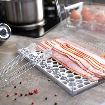 Διασυνοριακό κουτί αποθήκευσης μπέικον για στράγγισμα, ψυγείο κουζίνας, κουτί αποθήκευσης Flip, σφραγισμένο κουτί ψυχρής αποθήκευσης με κλιπ