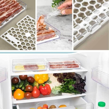 Διασυνοριακό κουτί αποθήκευσης μπέικον για στράγγισμα, ψυγείο κουζίνας, κουτί αποθήκευσης Flip, σφραγισμένο κουτί ψυχρής αποθήκευσης με κλιπ