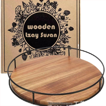 Puidust pöörlev kandik akaatsiapuust rauast hoiualus ümmargune köögimaitseainepudelite alus täispuidust Susan-alus