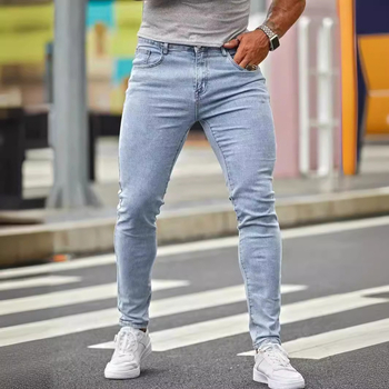 Férfi farmernadrág, szűk szabású, európai stílusú, divatos, rugalmas nadrág