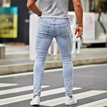 Férfi farmernadrág, szűk szabású, európai stílusú, divatos, rugalmas nadrág