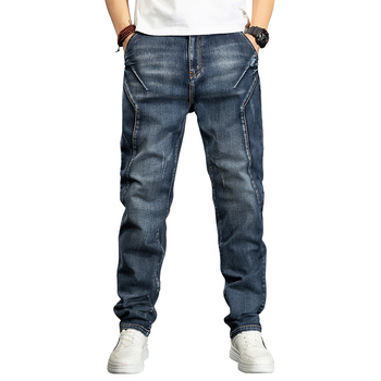 Nyári ultravékony varrásos farmernadrág férfi extra nagy méretű rugalmas nadrág zsíros zsíros testvéreknek karcsúsító férfi nadrág